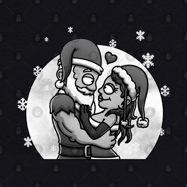 Romantic Young Santa - And Mrs. Claus Black And White Edition by TheMaskedTooner